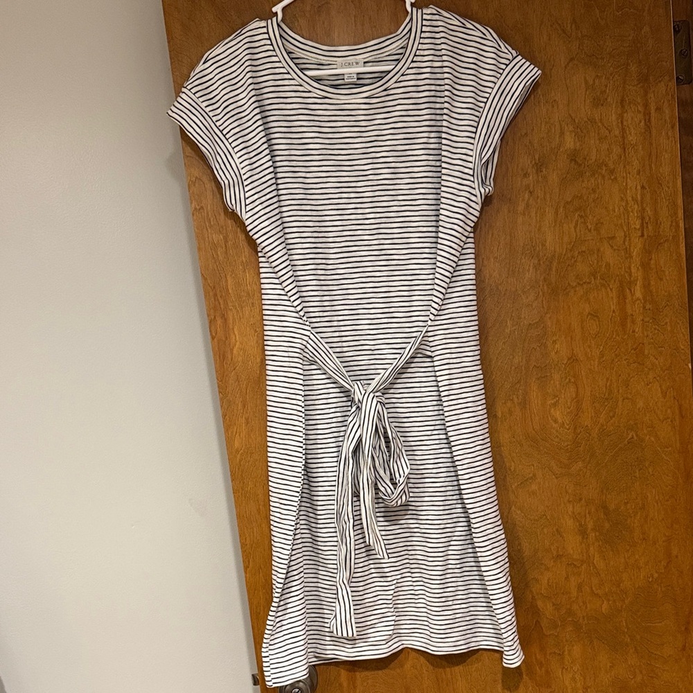 J. Crew Black and White Striped Mini Dress